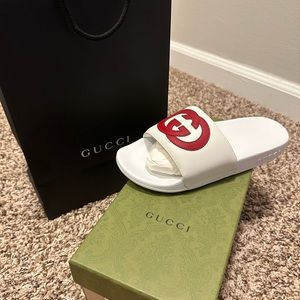Red/White Gucci Slides- Size 6 Women